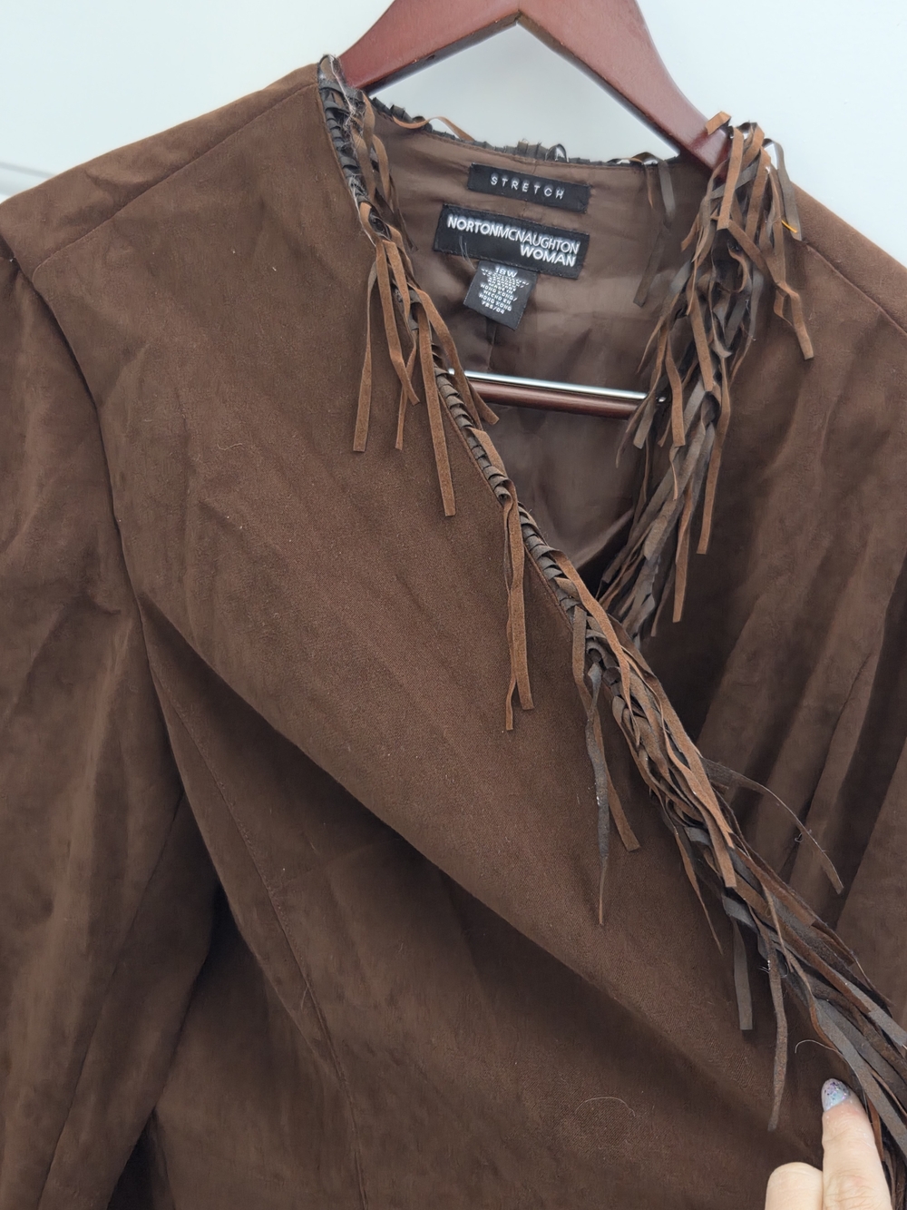 Norton McNaughton Woman Brown Fringe Suede Jacket - Picture 3 of 8
